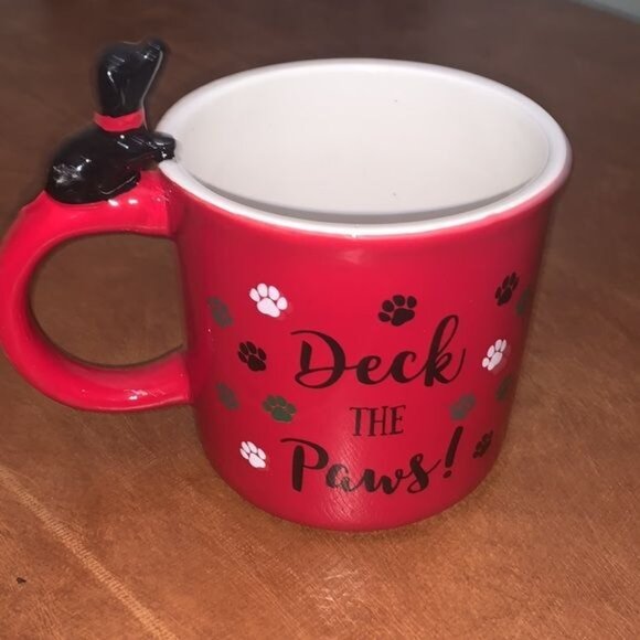 Ceramic "Deck The Paws!" Dog Handle Mug - Picture 3 of 6